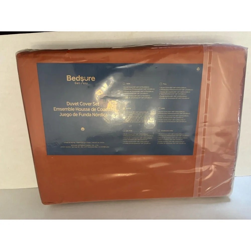 Bedsure Lyocell Cotton Duvet Cover 3 Piece Set Queen Size Terracotta